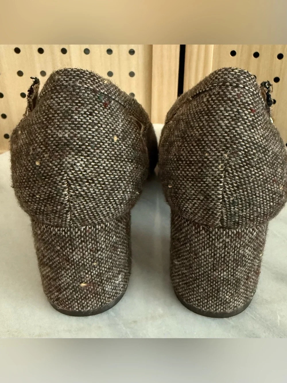 CL by Laundry Brown Tweed Pointed-Toe Slingback Heels